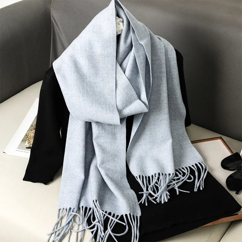 Women's Thick Warm Winter Polyester Scarf with Tassels