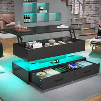 40" Lift Top Coffee Table, Coffee Tables with Storage for Living Room, Small Coffee Table with 2 Drawers & LED Light for Dining - Buy online at  Vibe In Cart.