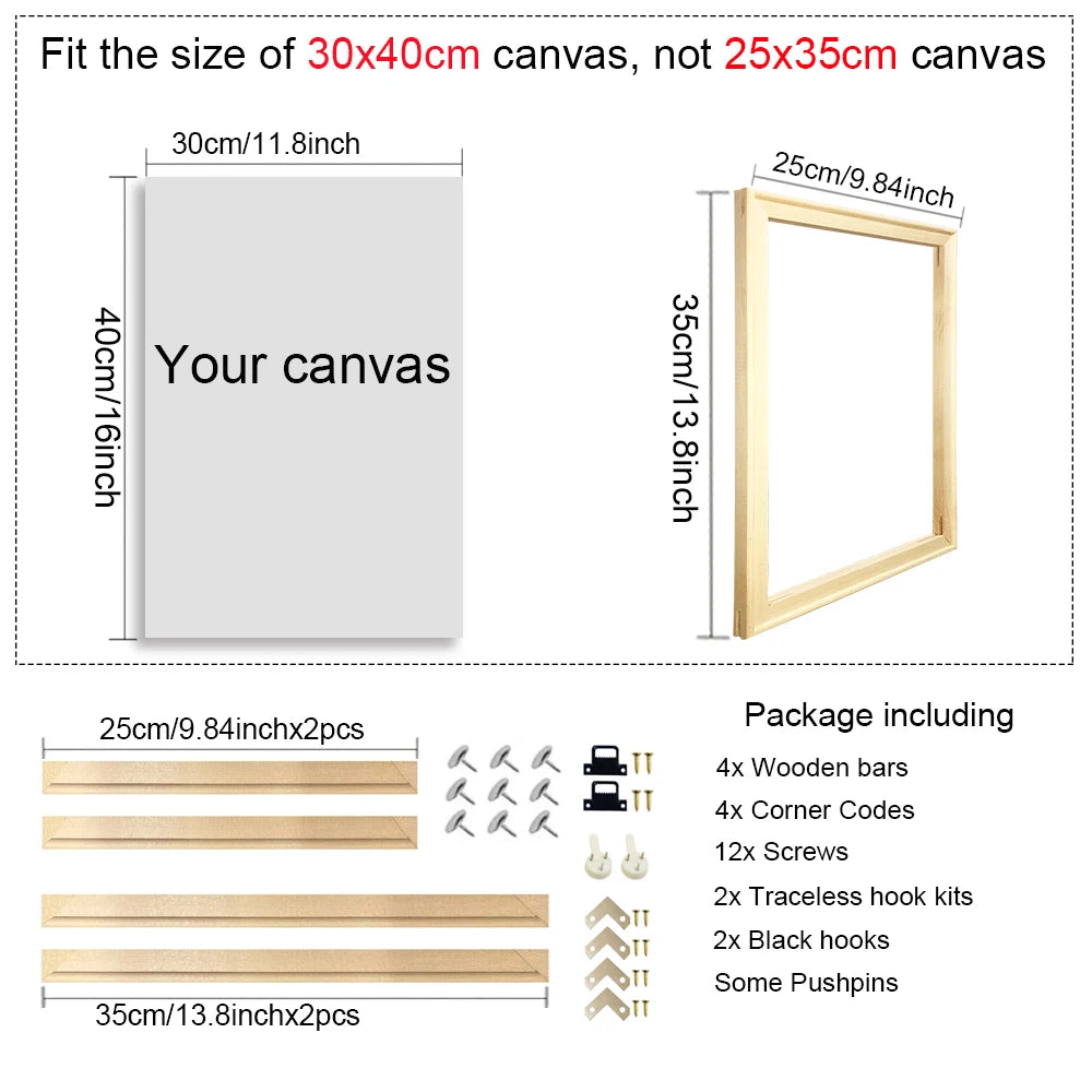 Wooden Rectangular Canvas Frames for 30x40 40x50 50x70 60x90