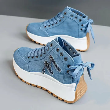 Designer Women Sneakers High Top Denim Canvas Shoes Female Girls Students Canvas Shoes for Women Lace Up Platform Sneakers - Buy online at  Vibe In Cart.