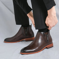 British Style Men's Chelsea Boots Casual Leather High Top Shoes Versatile Male Ankle Boots New Leather Man Business Shoes Botas - Buy online at  Vibe In Cart.