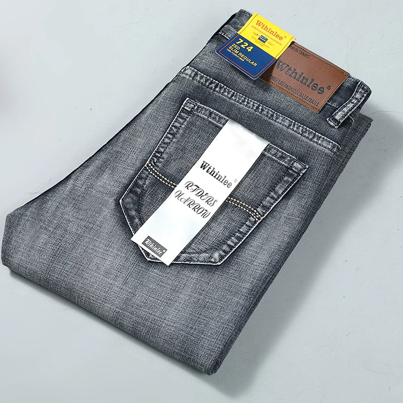 Wthinlee Slim Washed Jeans Casual Straight Stretch Fashion Classic Blue Black Work Denim Trousers Male Brand Clothing - Buy online at  Vibe In Cart.