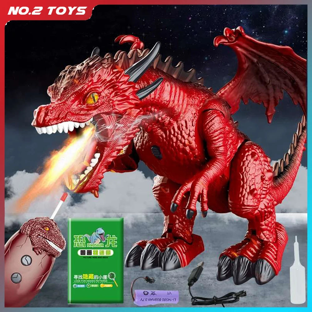 Remote Control Walking Spray Dinosaur Toy with LED and Music