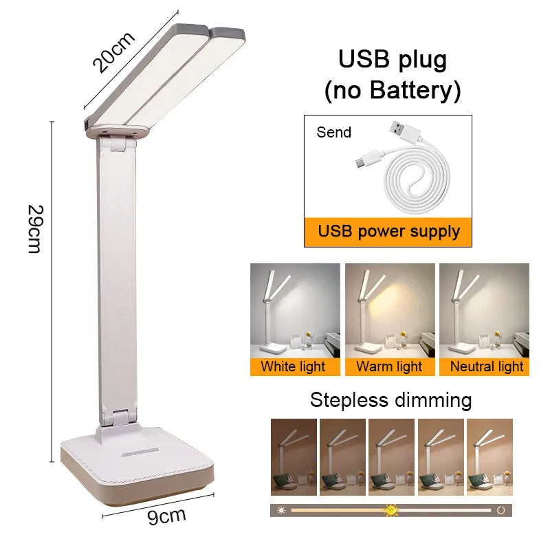 LED Desk Lamp 3 Levels Dimmable Touch Night Light USB Rechargeable Eye Protection Foldable Table Lamp For Bedroom Bedside Desk - Buy online at  Vibe In Cart.