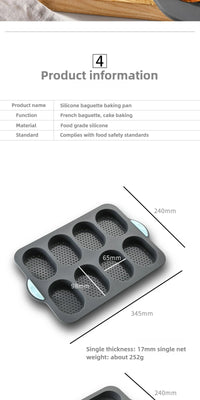 Silicone Baking Mold 3 & 8 grid Nonstick Loaf Pan Resistant Bakeware for Homemade Bread Sausage Roasting - Buy online at  Vibe In Cart.