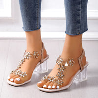 Women;s Sandals Pvc Crystal Flower Shoes for Women Decoration Chunky Heel Sandals Ladies Back Strap Fashion Shoes Female2024 - Buy online at  Vibe In Cart.