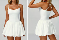 VITALINOVO Womens Spaghetti Strap Tennis Dress with Built-in Bra & Shorts Pockets V Neck Crisscross Athletic Golf Workout Dress