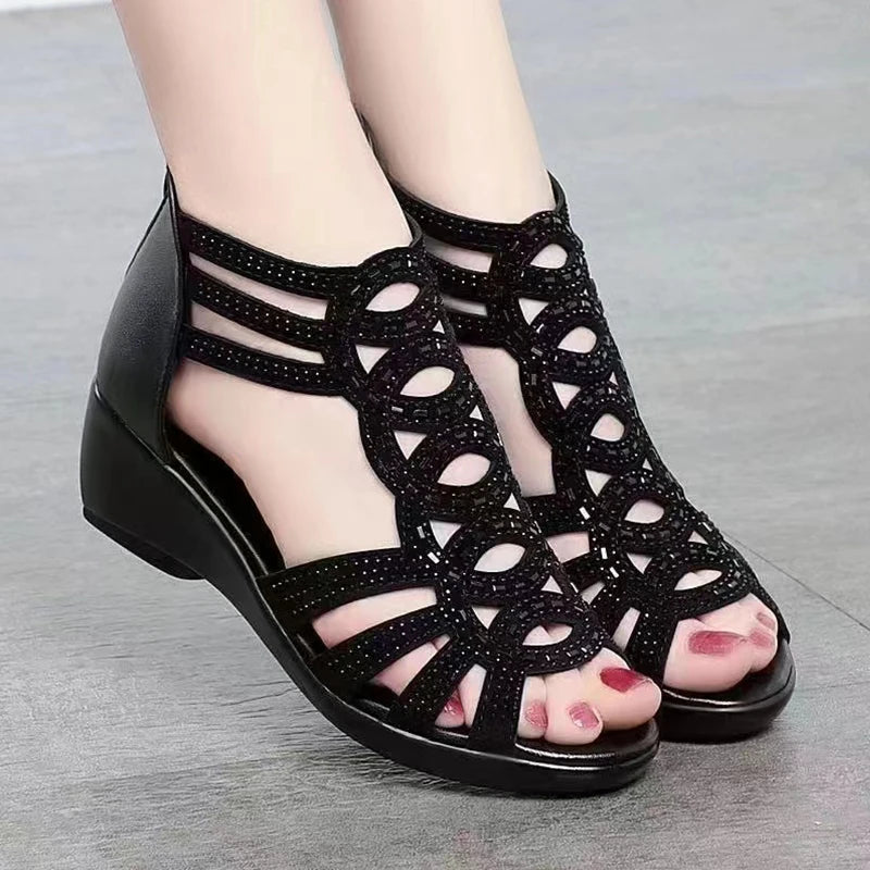 Soft Leather Roman Sandals Women Summer New Soft Sole Outwear Women's Wedge Shoes Fashion Casual Designer Shoe Ladies - Buy online at  Vibe In Cart.