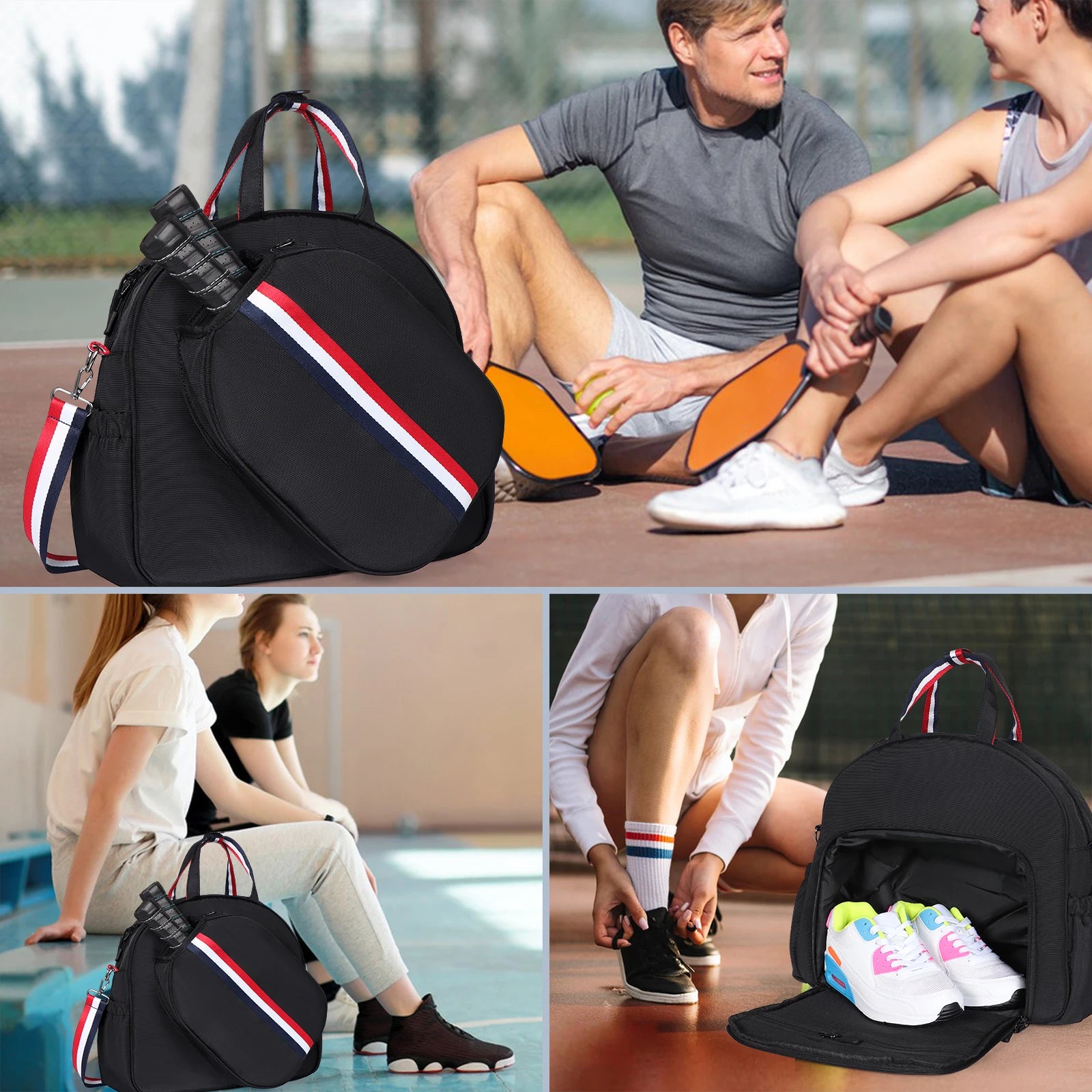 Adjustable Pickleball Paddle Backpack Bag Multi Sport Large Capacity Storage Tennis Racquetball Equipment For Men Women - Buy online at  Vibe In Cart.