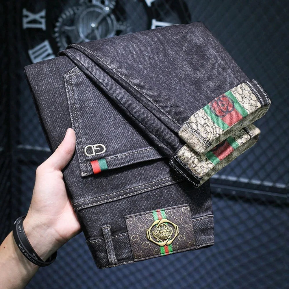 Casual Trendy Embroidered Men's Jeans Autumn winter New Arrival Slim Fit Charcoal Grey Trousers Wholesale For Fashion Lovers - Buy online at  Vibe In Cart.