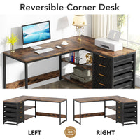 Tribesigns L Shaped Computer Desk with Storage Drawers, 59 inch Corner Desk with Shelves, Reversible L-Shaped Office Desk Study - Buy online at  Vibe In Cart.