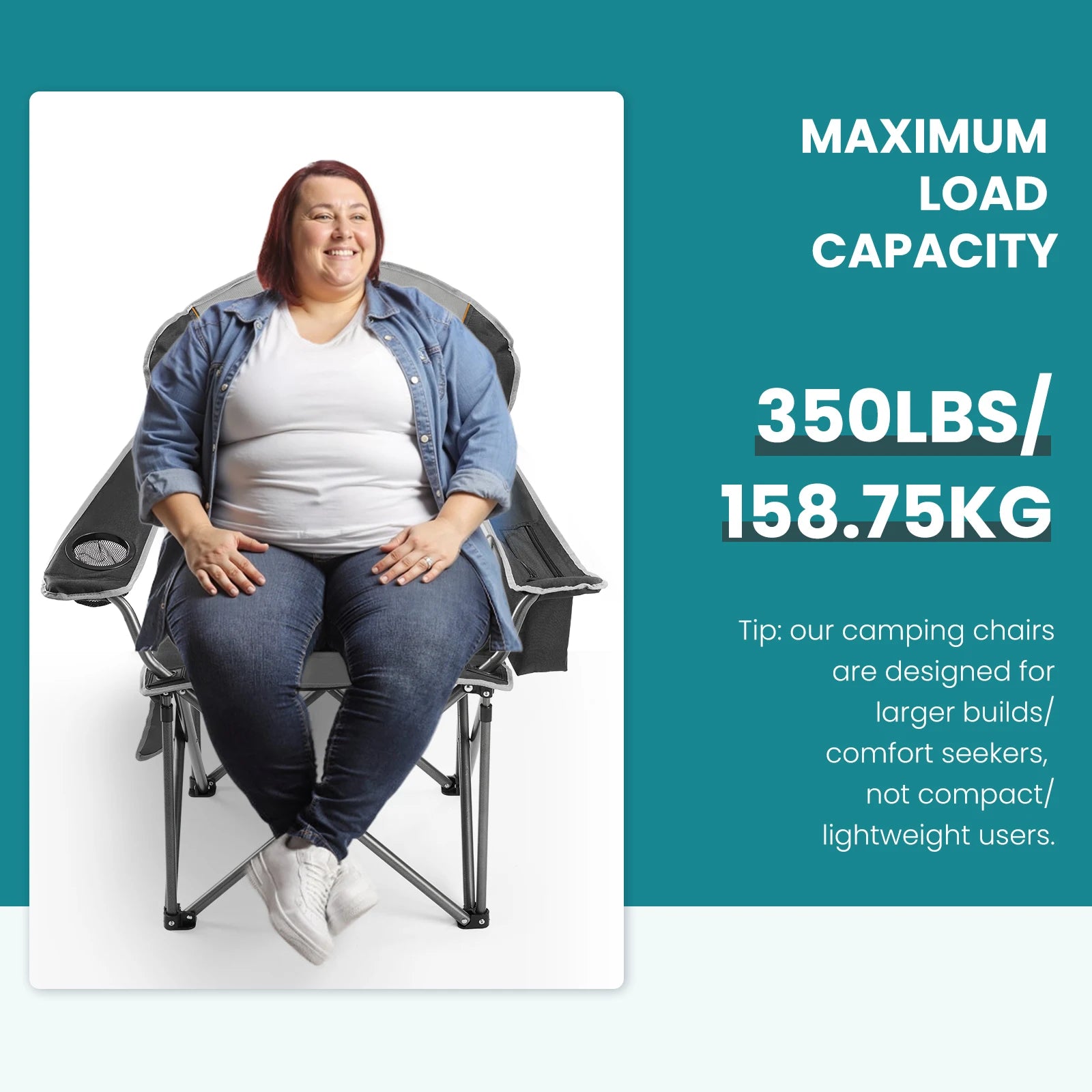 JHK Heavy Duty Camping Chair 450lbs Capacity Portable Folding Chair with Cup Holder Sturdy Steel Frame Outdoor Chair for Camping - Buy online at  Vibe In Cart.