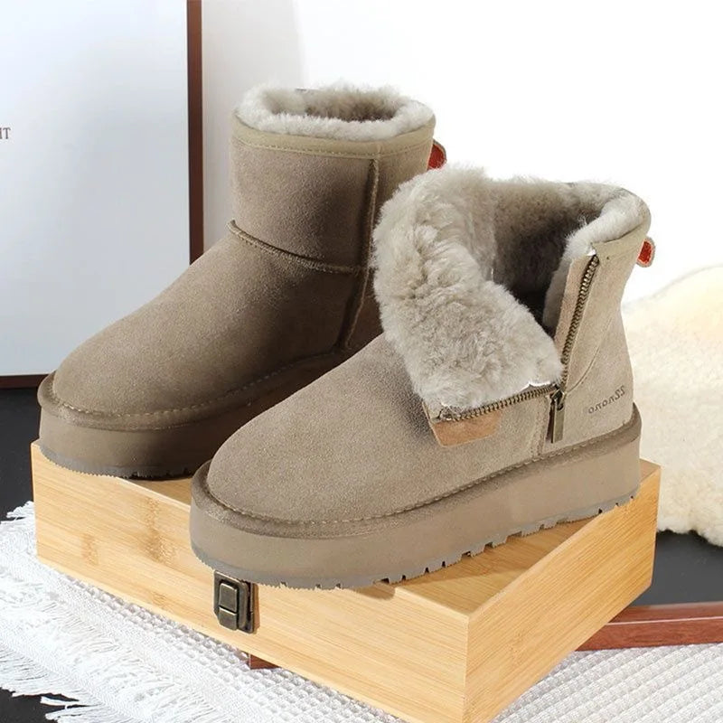 Thick soled snow boots for women 2025 new model, thick soled side zipper short boots with plush and thick cotton shoes - Buy online at  Vibe In Cart.