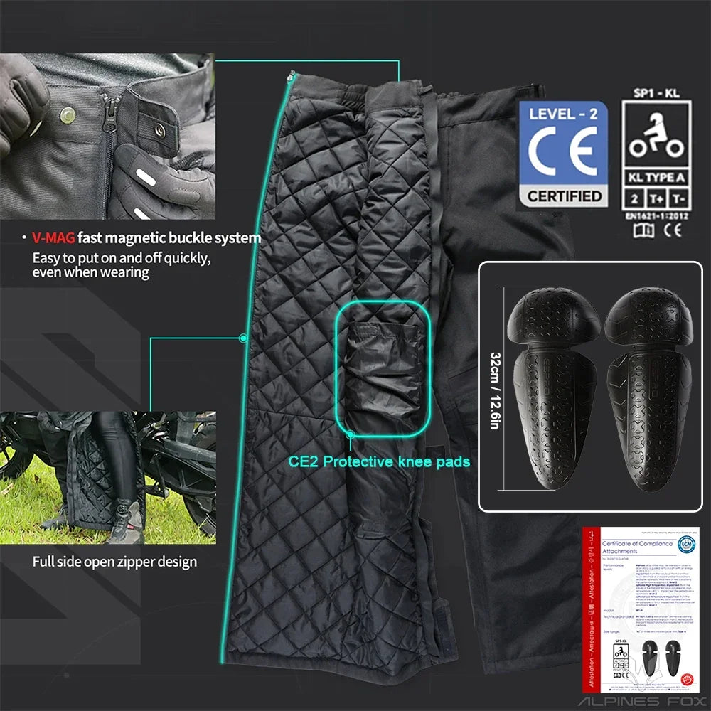 Winter Waterproof Motorcycle Overpants Quick Release Touring Moto Pants Men's Warm Windproof Motorbike Trousers CE Kneepads - Buy online at  Vibe In Cart.