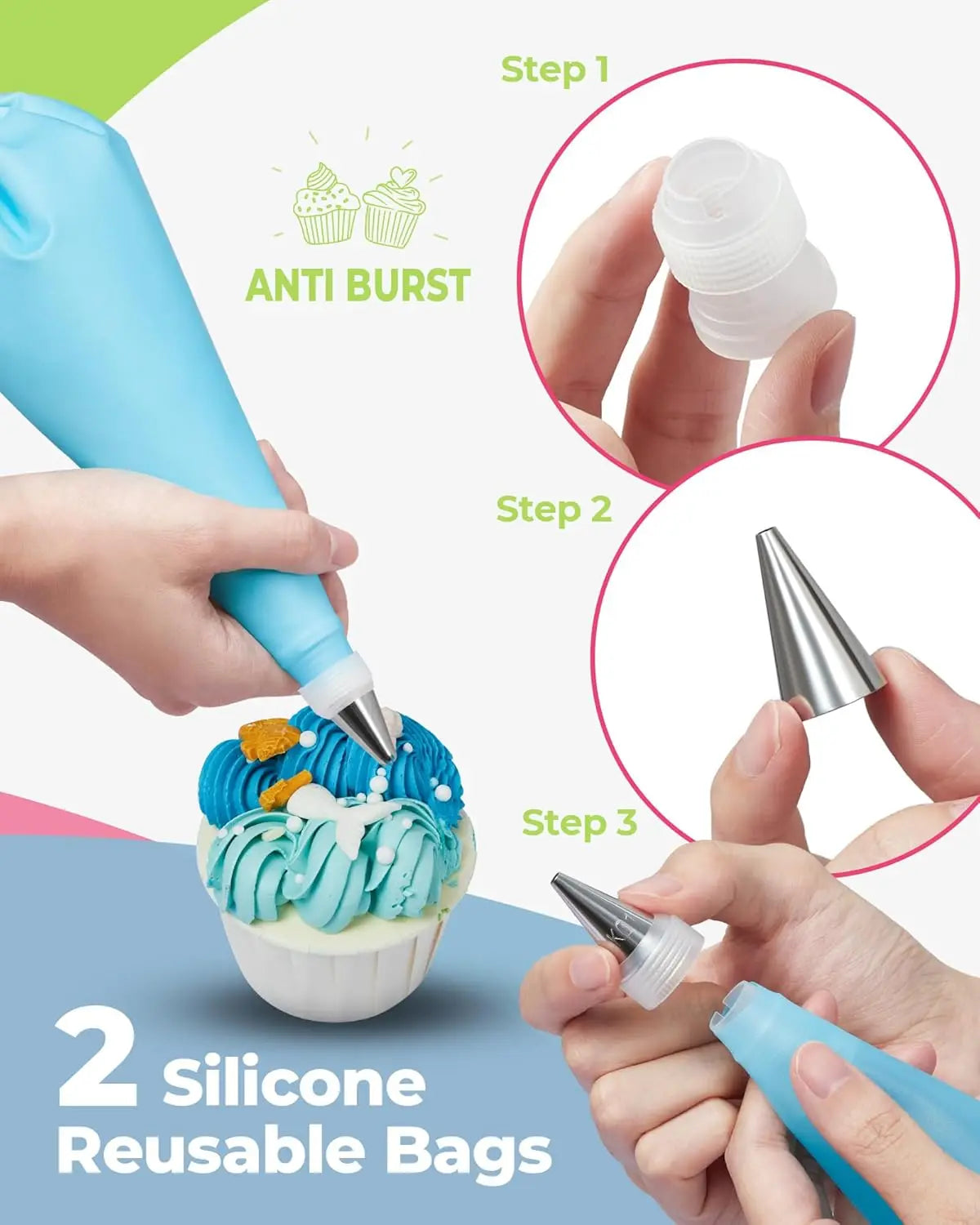 80PCS Cake Decorating Set-Non-Slip Turntable with 14 Piping Tips, Scrapers & Tools for Professional DIY Baking Tools Accessories - Buy online at  Vibe In Cart.