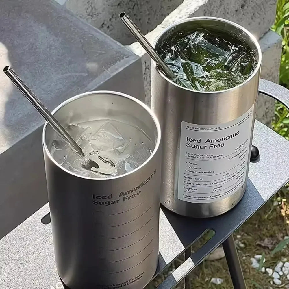 20 Oz Latte Coffee Cup, 304 Stainless Steel Iced Drink Cup with Straw and Lid, Insulated Cup, Cooling Vacuum Drinkware Reusable. - Buy online at  Vibe In Cart.