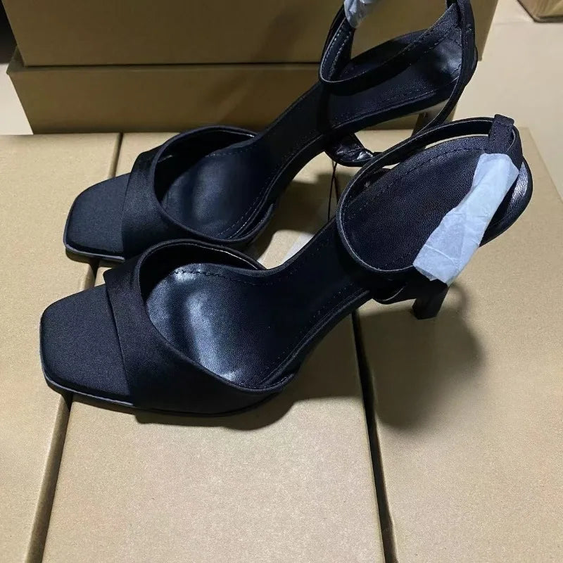 Black Sexy High Heels Women Summer Elegant Party Dress Sandals Designer Peep Toe Big Size Stiletto Ankle Strap Lady Office Shoes - Buy online at  Vibe In Cart.