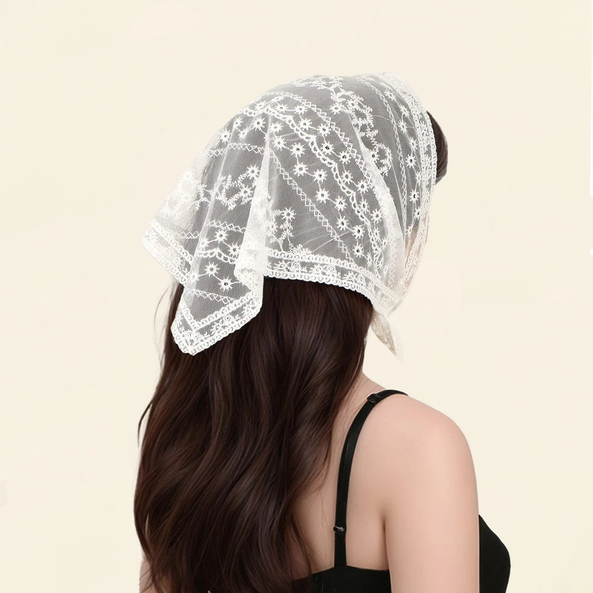 Adult Women's Triangular Lace Polyester Hair Scarf Accessory