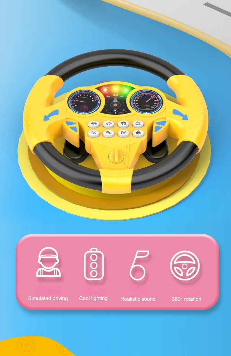Educational Infant Steering Wheel Toy with Flashing Lights and Sounds