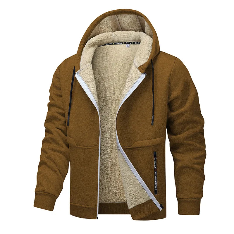 Men's Winter Fleece Jacket with Zipper and Pockets