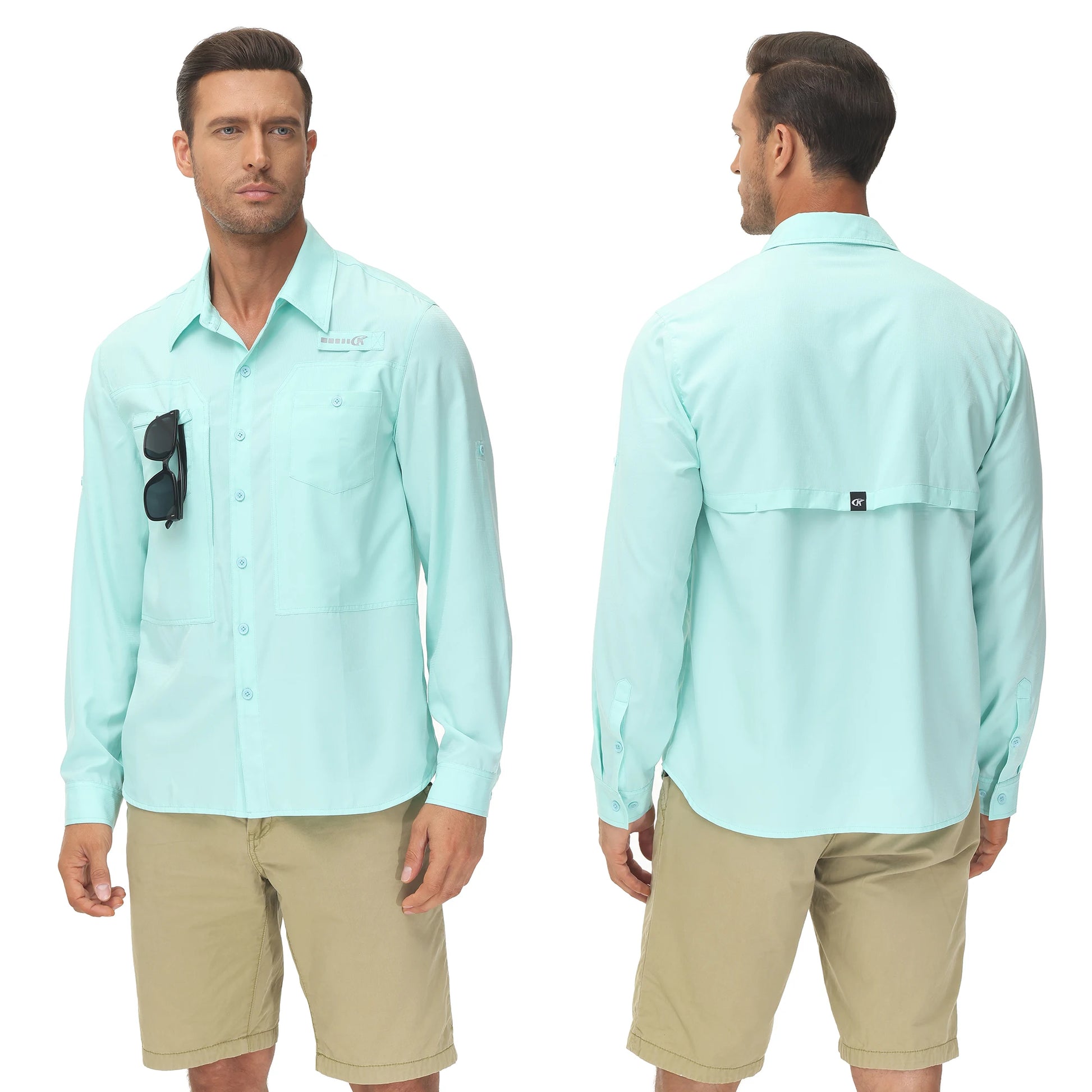 Men's Long Sleeve Casual Fishing Shirt With UPF 50+ Polyester Mesh Back