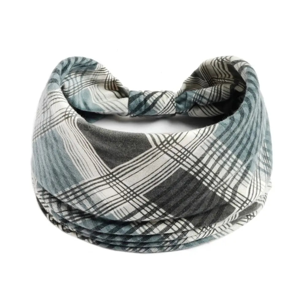 Unisex Fashion Cotton Print Wide Elastic Turban Hairband for Sports