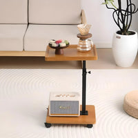 Wooden Rectangle Coffee Table for Living Room with Wheels