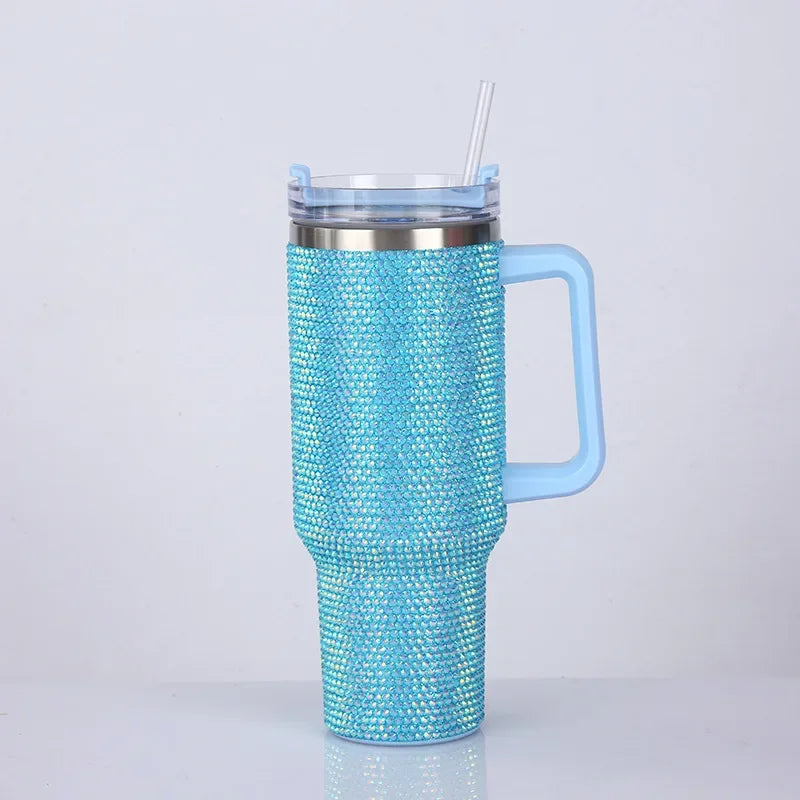 40oz Rhinestone Tumbler Stainless Steel Straw Women Cup Shiny Diamond Travel Car Thermoses Coffee Mug Water Bottle Drinkware - Buy online at  Vibe In Cart.