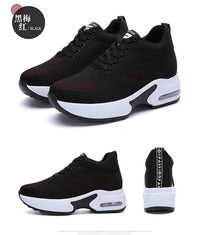 Women's Platform Mesh Lace-Up Sneakers Medium Heel