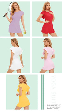 Cloud Rise Golf Tennis Dress Sports Pocket Shorts Gym HOT Girl Workout One Piece Yoga Suit Women Running Outdoor Fitness Dresses