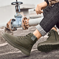 Men's Lace-Up Ankle Boots Martin Style Flat Heel