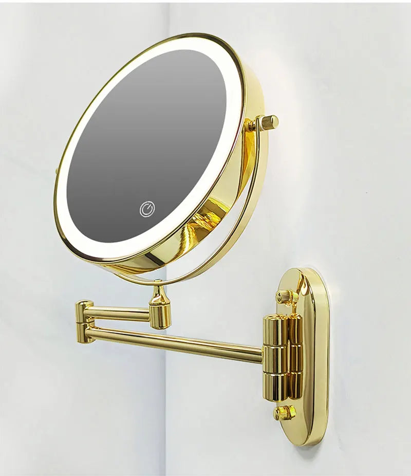 8 Inch Double-Sided Makeup Mirror With 3x-10x Magnification And LED Lights