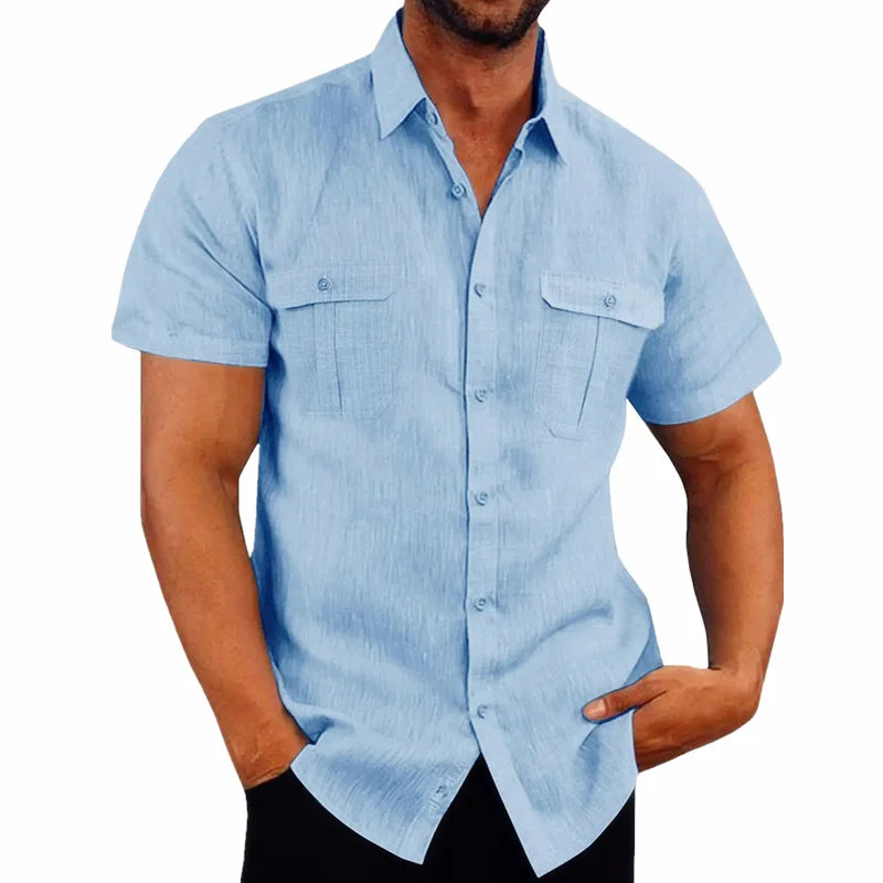 Cotton Linen Hot Sale Men Short-Sleeved Shirts Summer Solid Color Comfort Collar Casual Beach Style Plus SizeMale Shirts M-5XL - Buy online at  Vibe In Cart.