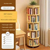 360 Degree Rotatable 5-Tier Round Wooden Bookshelf