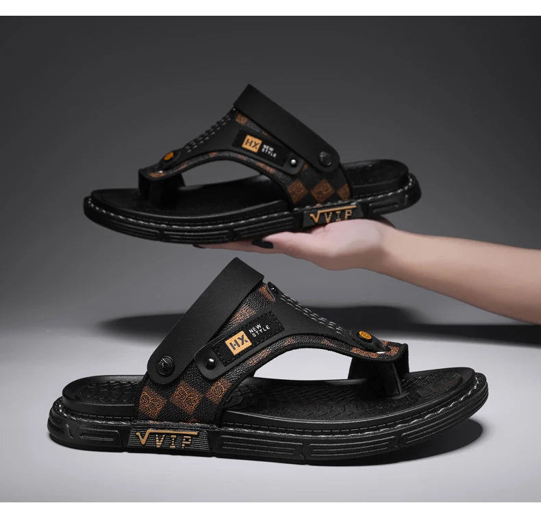 Men's Casual Flip-Flop Sandals with Microfiber Upper and PVC Outsole