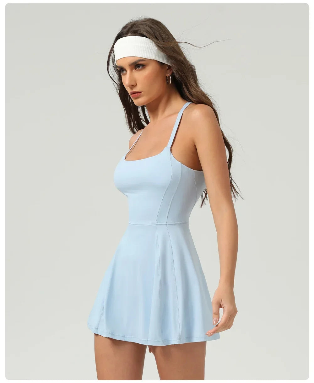 Ice Sensation Tennis Dresses Women Summer Breathable Slim Sport Active Dresses Outdoor Soft Yoga Golf  Workout Clothes 2025