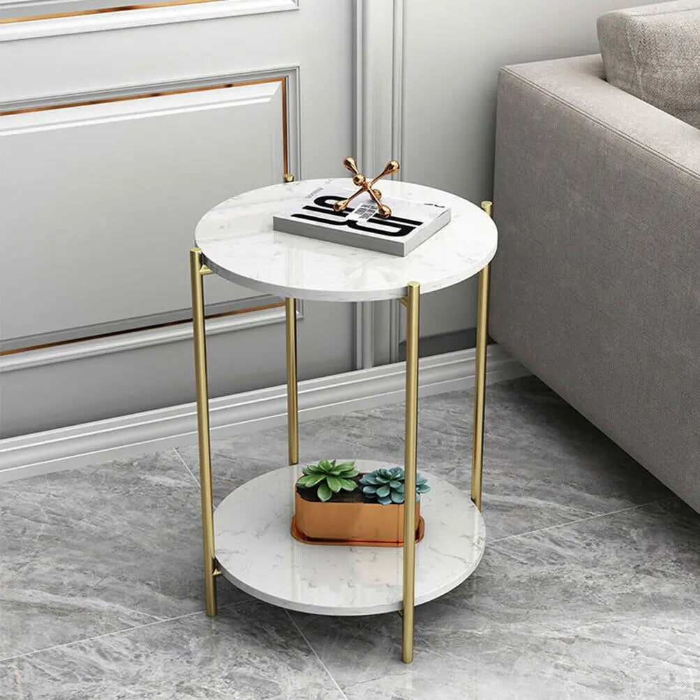 LUVODI 2-Tier Round Coffee End Tables Sofa Side Table Plant Stand with Storage Shelf Metal Frame for Living Room Bedroom - Buy online at  Vibe In Cart.