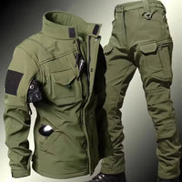 Men's Waterproof Windproof Polyester Tactical Jacket and Cargo Pants Set