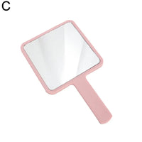 Handheld Square Makeup Mirror With Handle, ABS And Glass, 16 x 9 cm