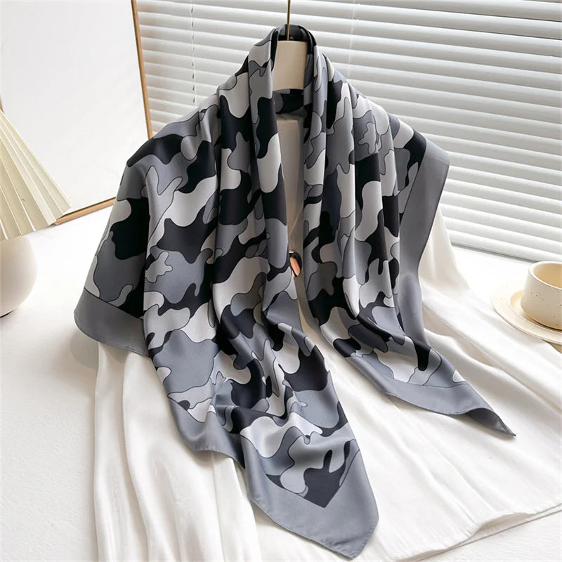 Women's Square Twill Scarf, 90x90 cm, for All Seasons