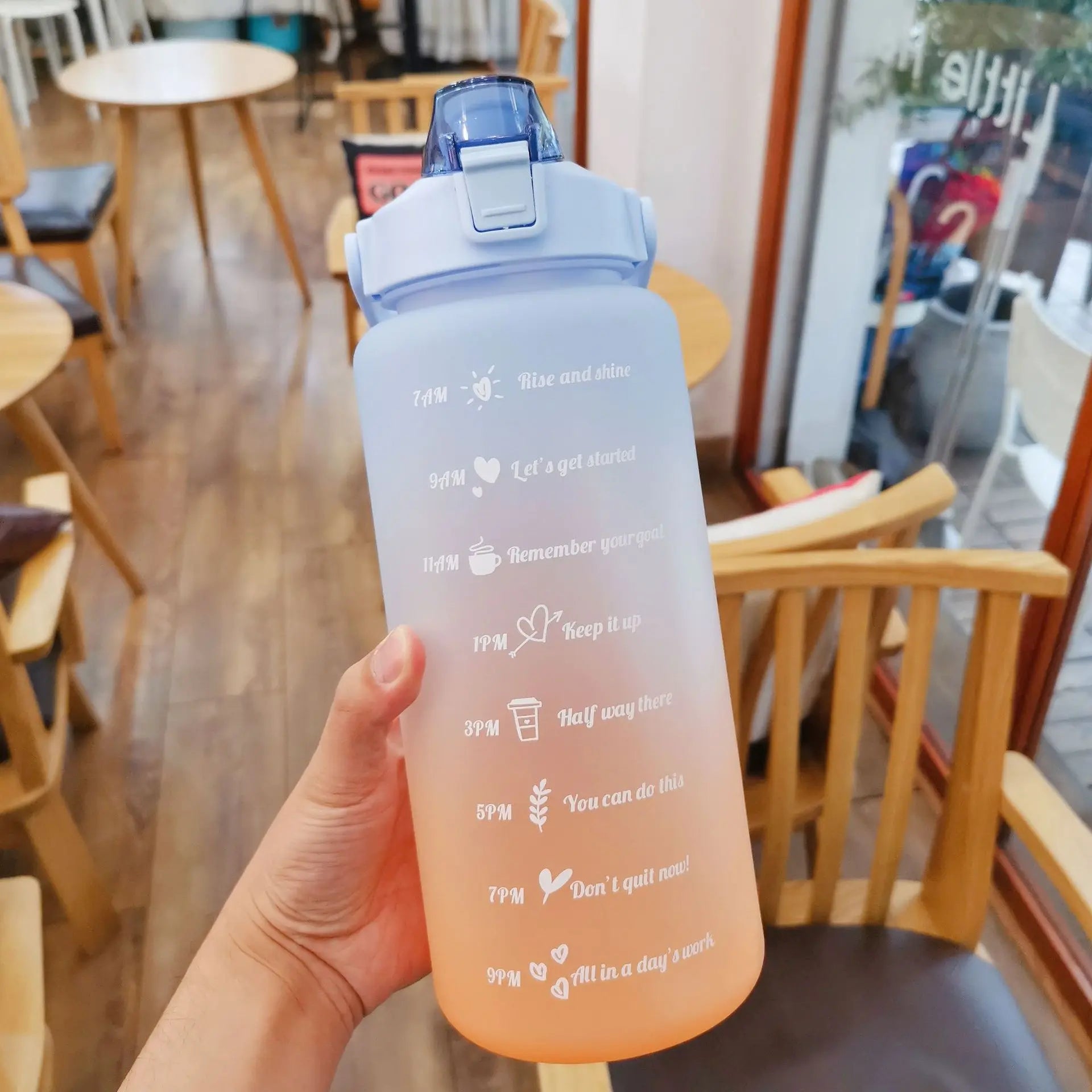 2000ml Sports Drinking Bottles with Time Marker Men Women Water Bottle with Straw Large Capacity Outdoor Cup Fitness Drinkware - Buy online at  Vibe In Cart.