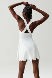 Women's Solid Color Nylon Lycra Yoga Tennis Dress, Above Knee Length