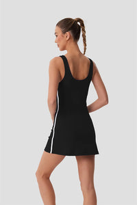 Summer Drawstrings Tennis Dress Women Quick Dry Badminton Sleeveless Golf Wear Sports Outfit Black Blue Running Suit