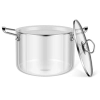 3.5L Glass Pot with Lid Heat Resistant Stainless Steel Double Handles Pot for Cooking Soup Milk Pasta Stovetop Glass Cookware - Buy online at  Vibe In Cart.