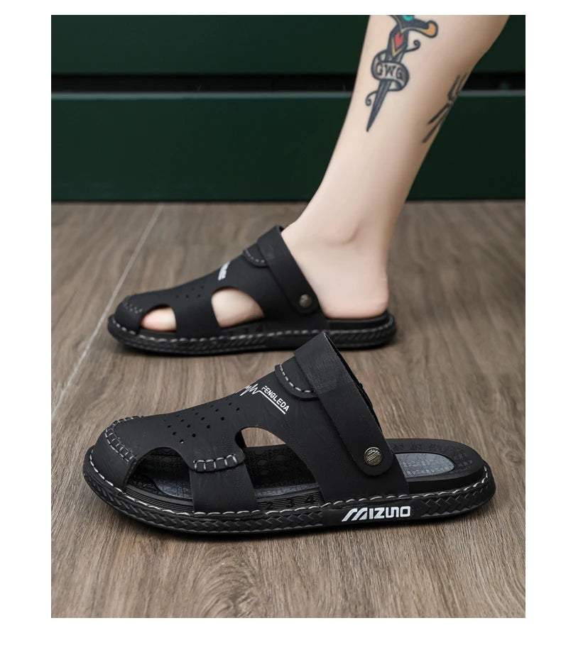 Men's Baotou Sandals Summer new Outdoor Cool Breathable Anti slip Waterproof Beach Shoes Soft Sole Fashion Dual purpose Slippers - Buy online at  Vibe In Cart.