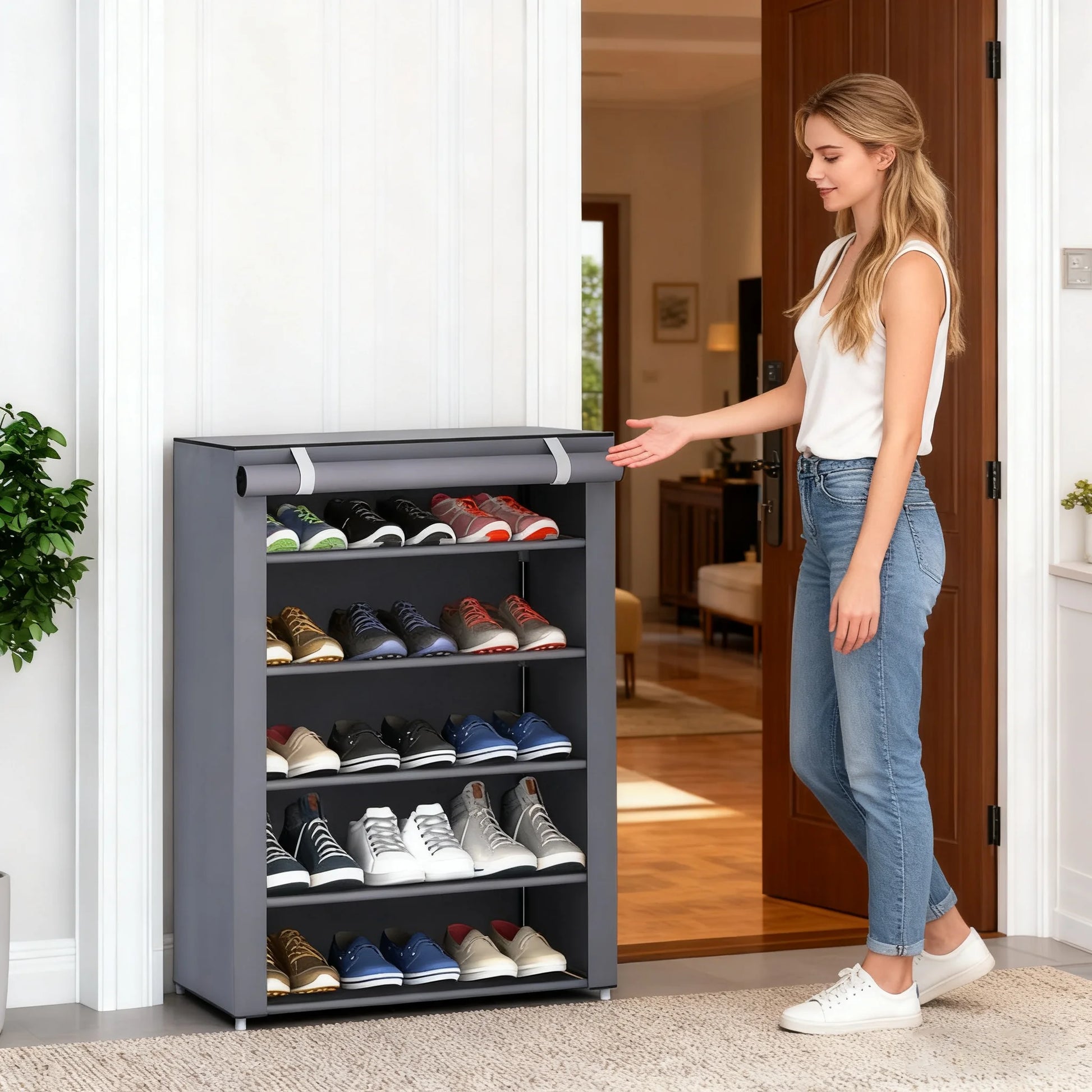 6-10 Tier Multi-Layer Shoe Cabinet with Dust-Proof Rolling Shutter Door, Easy to Assemble, Space-Saving Home Storage Cabinet, Suitable for Entryways, Hallways, Bedrooms, Living Rooms, Homes, Dormitories, Etc./Modern Decorativ - Buy online at  Vibe In Cart.