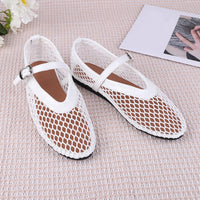 Women Mesh Ballet Flats Fishnet Ballerina Flats Breathable Slip On Ballerina Shoes Buckle Strap Daily Dress Shoes for Commuting - Buy online at  Vibe In Cart.