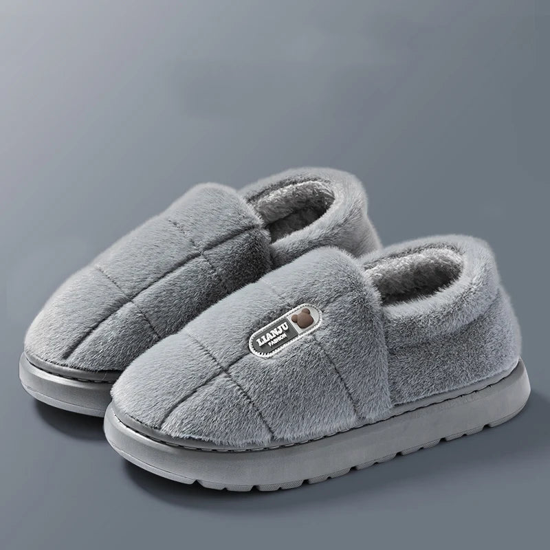 Men's slippers Winter Solid Color Wrap Heels Plush Slippers Non-slip Warm Women Men Home Casual Cotton Shoes Big Size 50 51 - Buy online at  Vibe In Cart.