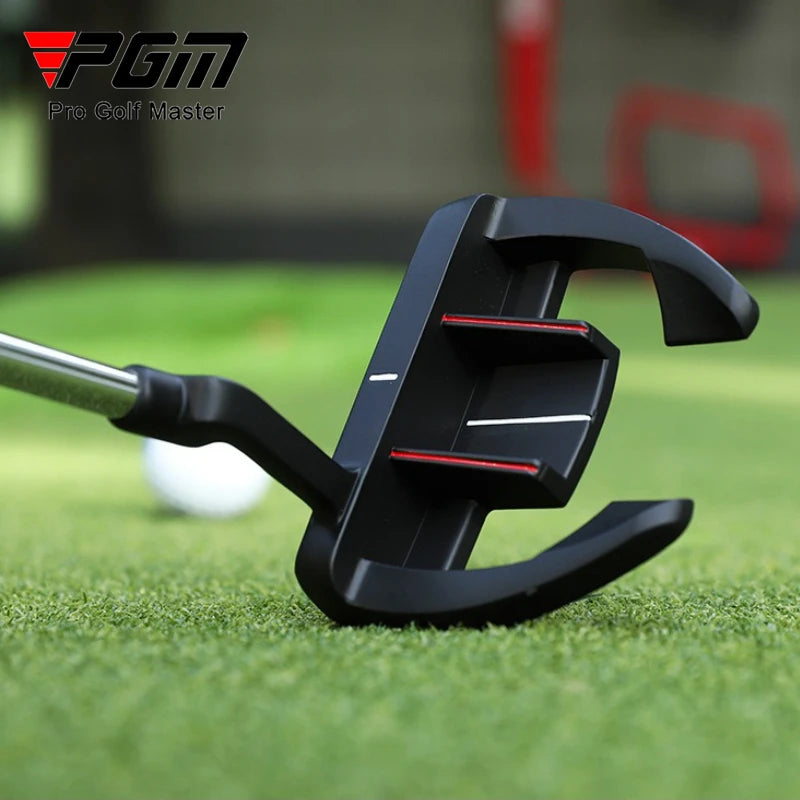 Men's Right-Handed Golf Putter with Aiming Line in Black and Red
