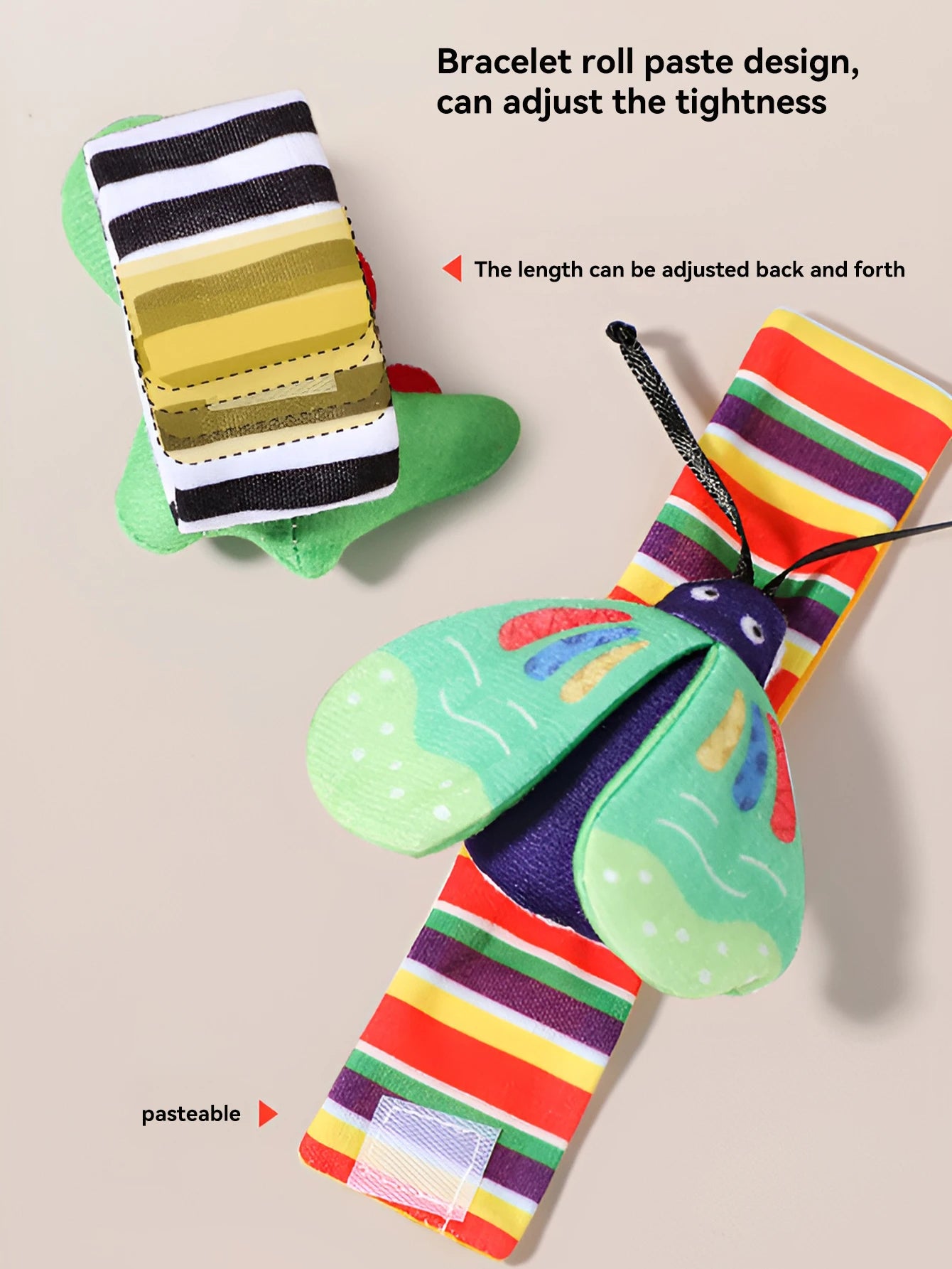 Baby toys - Newborn wrist bell rattle sock with sound paper toy for soothing and early education set - Soft touch